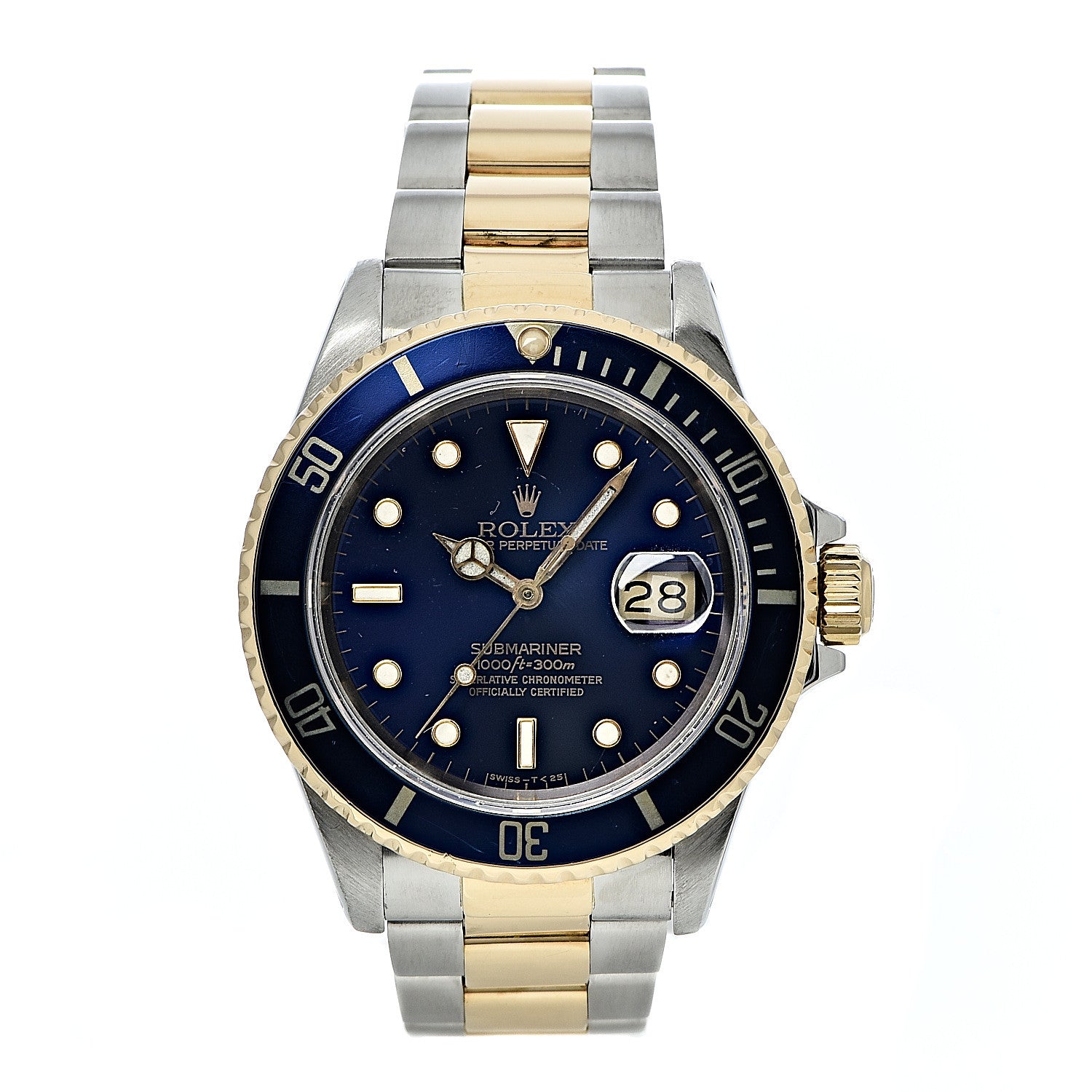 Rolex Stainless Steel 18K Yellow Gold 40mm Submariner Date Watch Royal Blue 16613 1 of 13