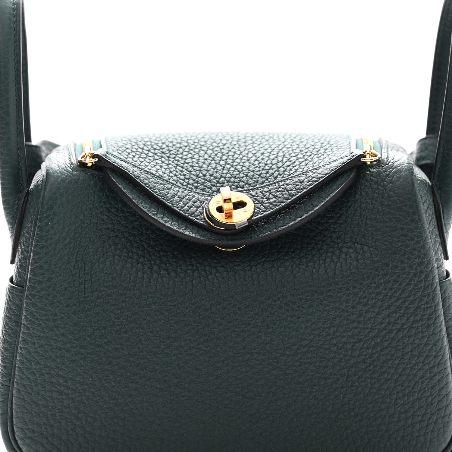 Hermes Taurillon Clemence Mini Lindy 20 Vert Cypress 8 of 11
