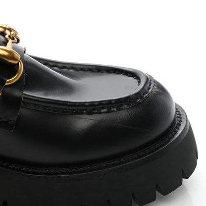 Gucci Cordovan Lux Womens Harald Horsebit 25mm Platform Loafers 38 Black 8 of 10