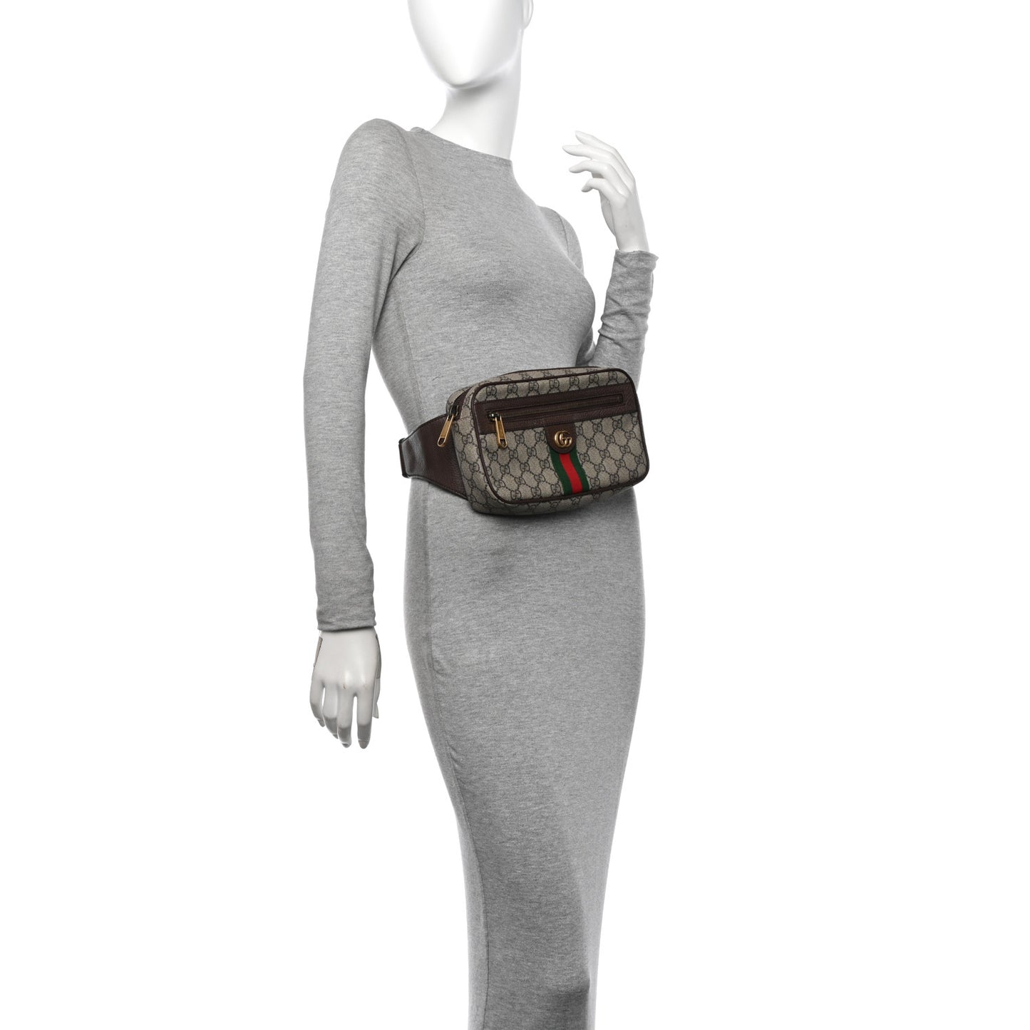 Soft GG Supreme Monogram Medium Ophidia Belt Bag Dark Brown