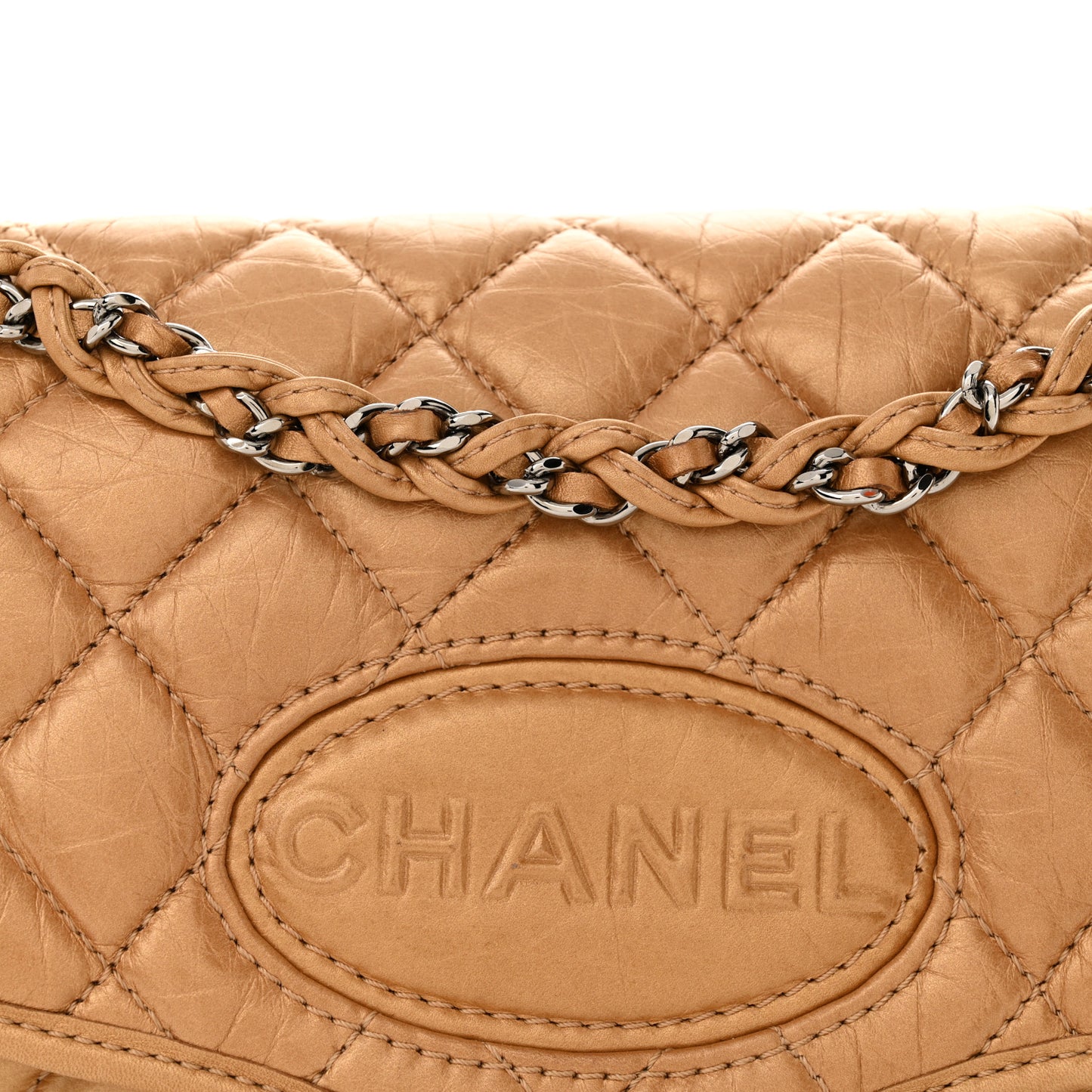 Aged Calfskin Vintage Ligne Flap Gold