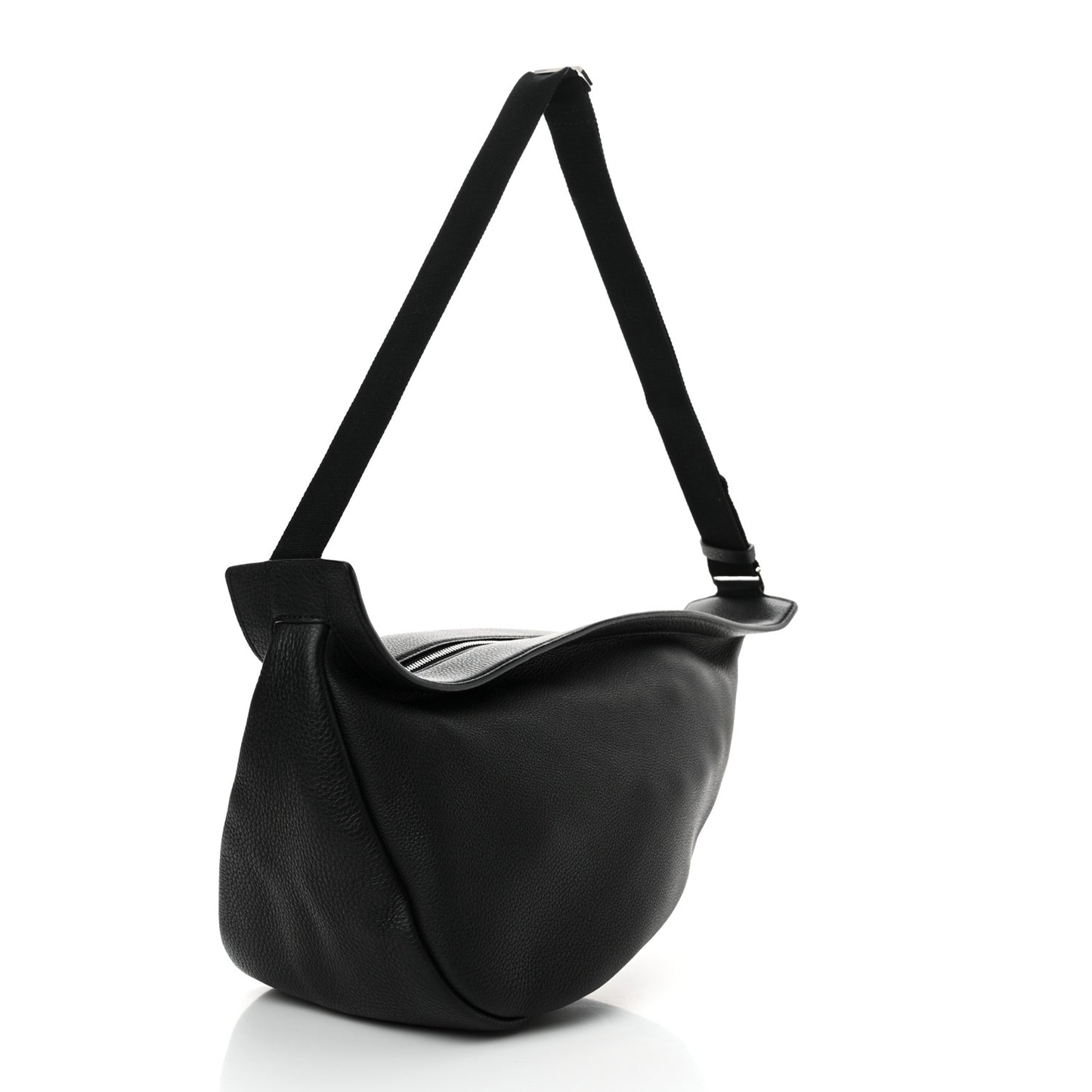 Grained Calfskin Large Slouchy Banana Bag Black