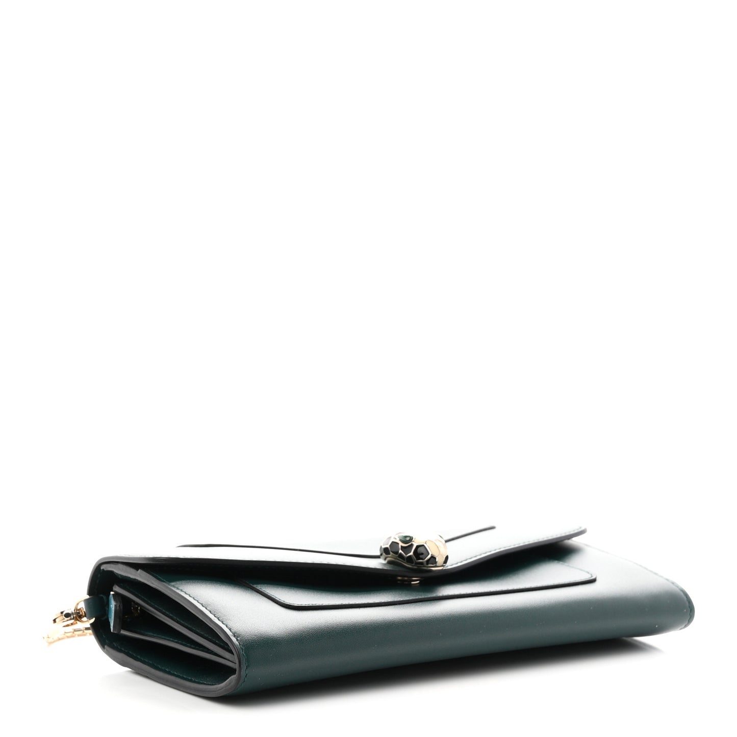 Calfskin Serpenti Forever Chain Wallet Green