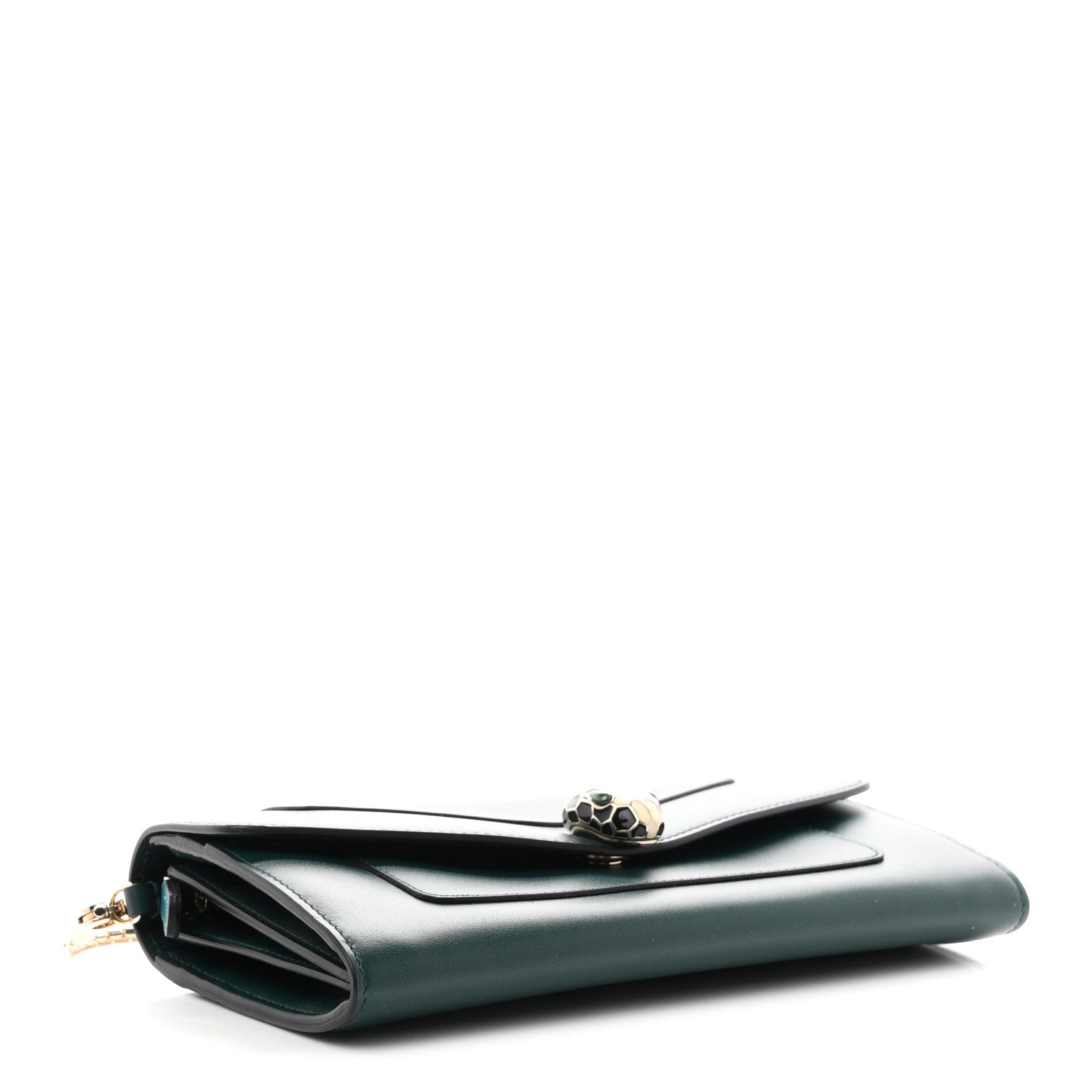 Bulgari Calfskin Serpenti Forever Chain Wallet Green 4 of 11