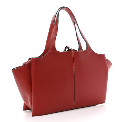 Celine Calfskin Medium Tri-Fold Bag Red Wood 3 of 12