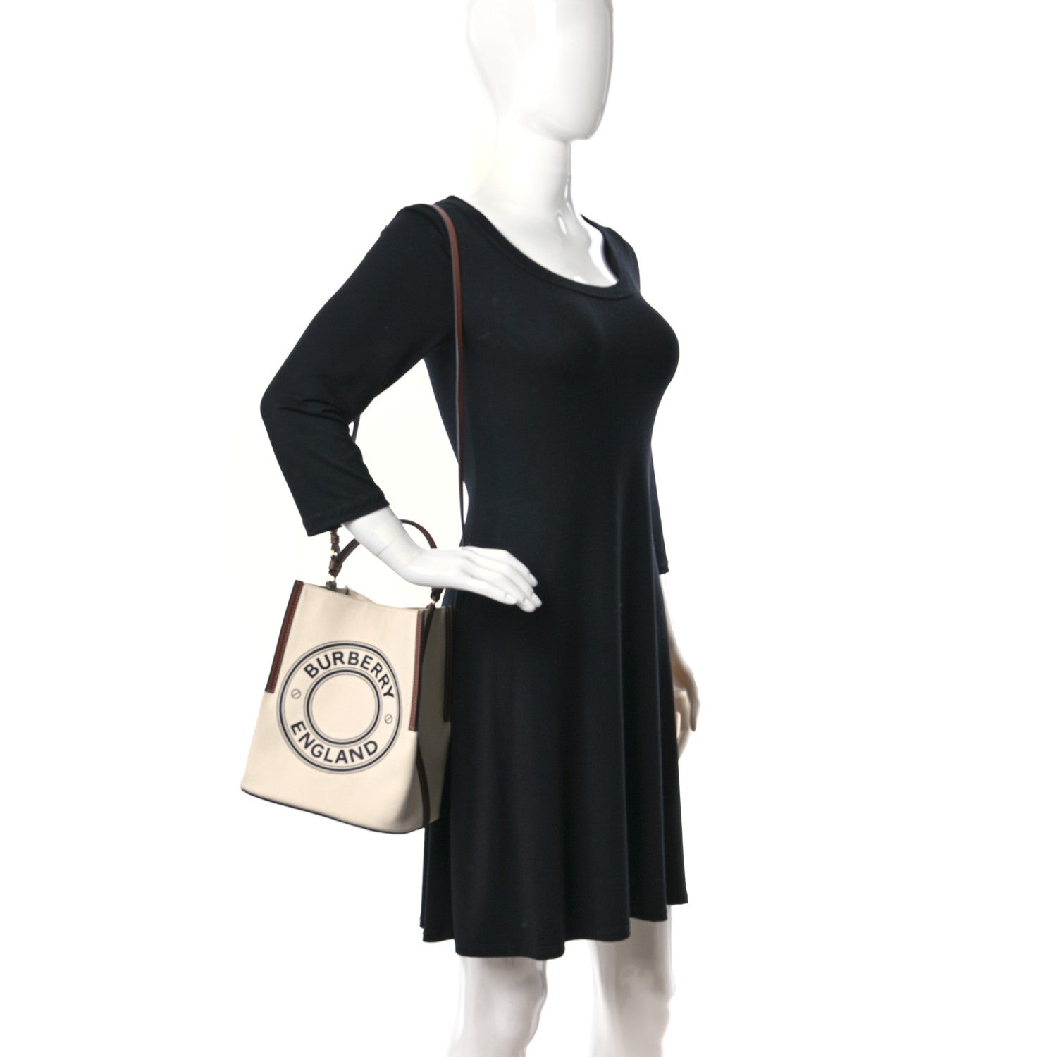 Burberry Canvas Cotton Small Peggy Bucket Bag Natural Gold 2 of 11