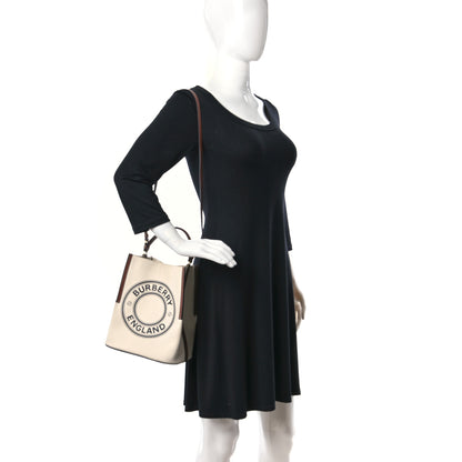 Burberry Canvas Cotton Small Peggy Bucket Bag Natural Gold 2 of 11