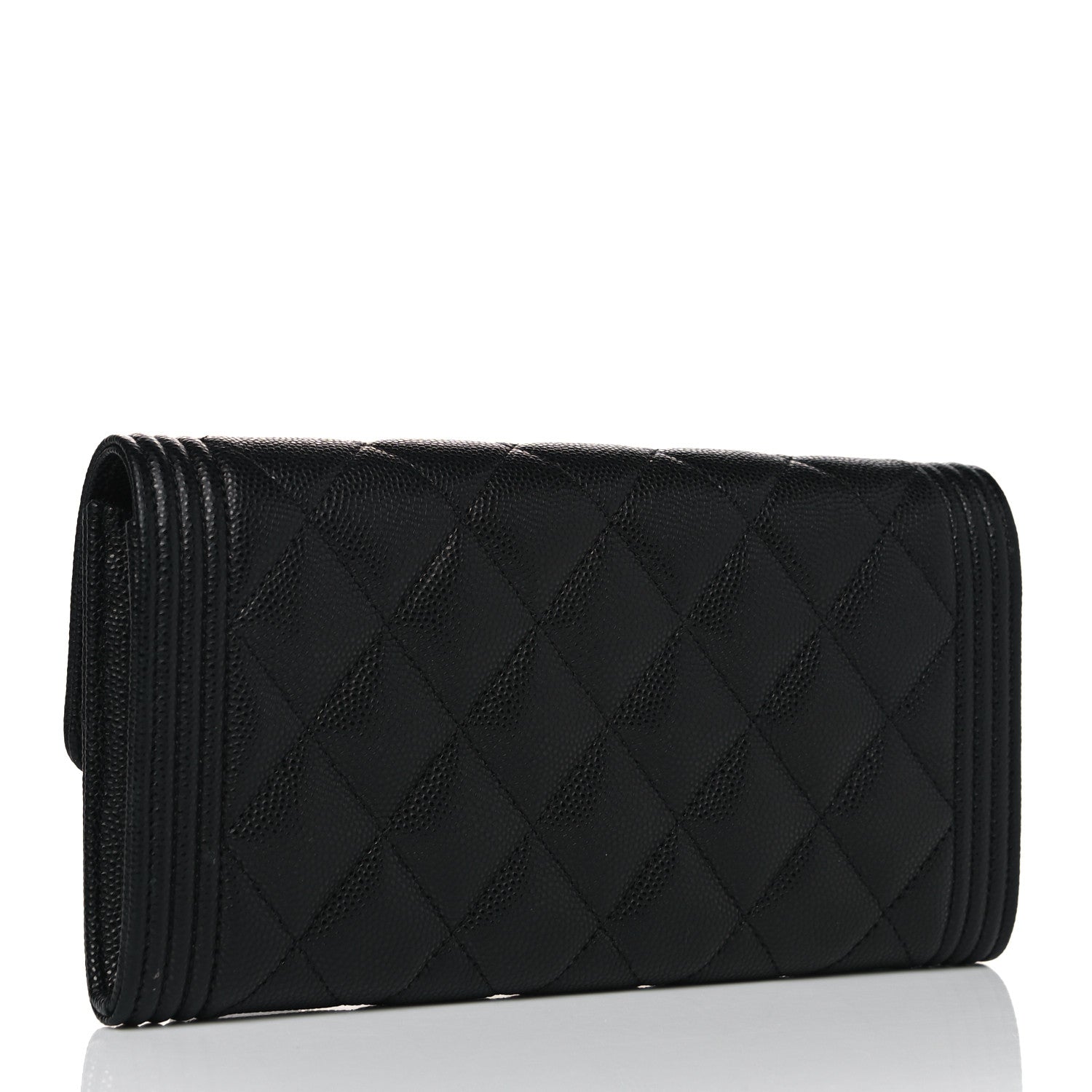 Chanel Caviar Quilted Large Boy Gusset Flap Wallet Black 3 of 10