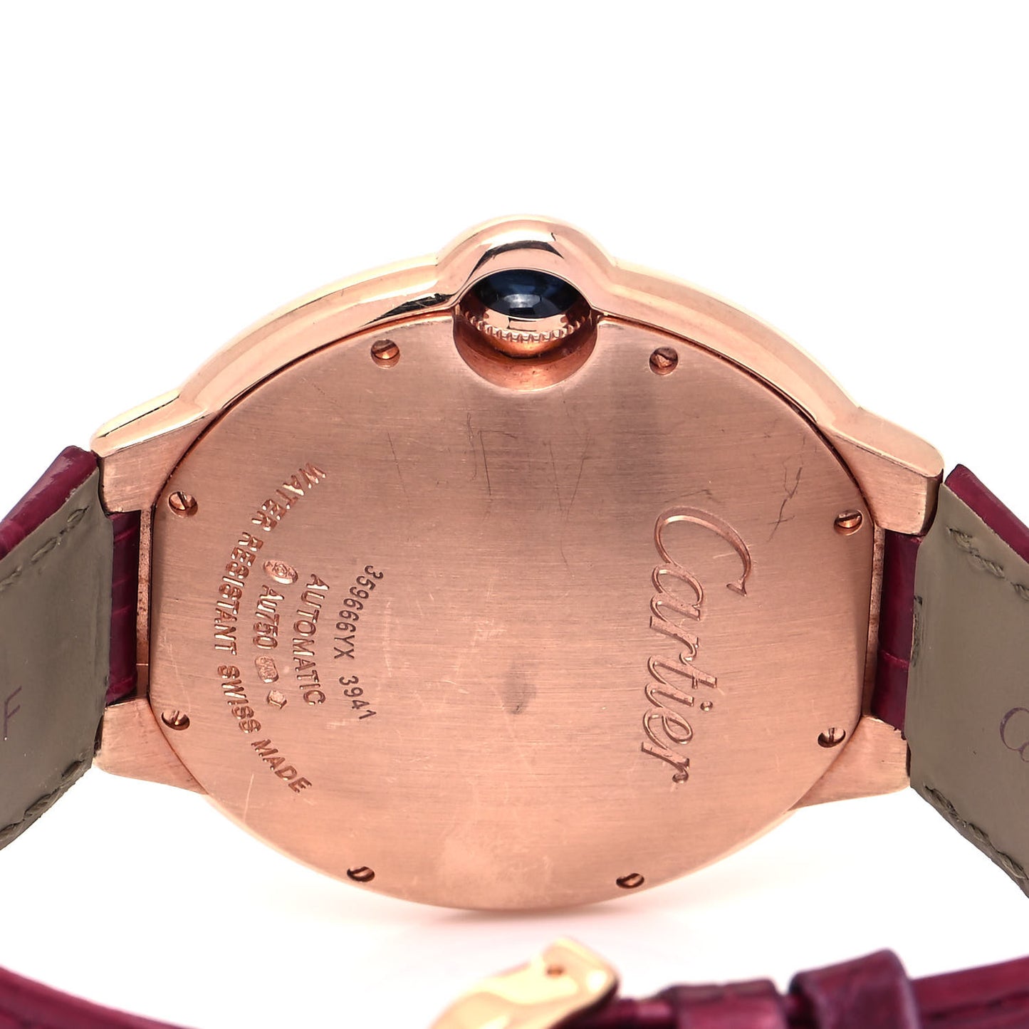 18K Pink Gold Alligator Diamond Bezel 42mm Ballon Bleu De Cartier Automatic Watch