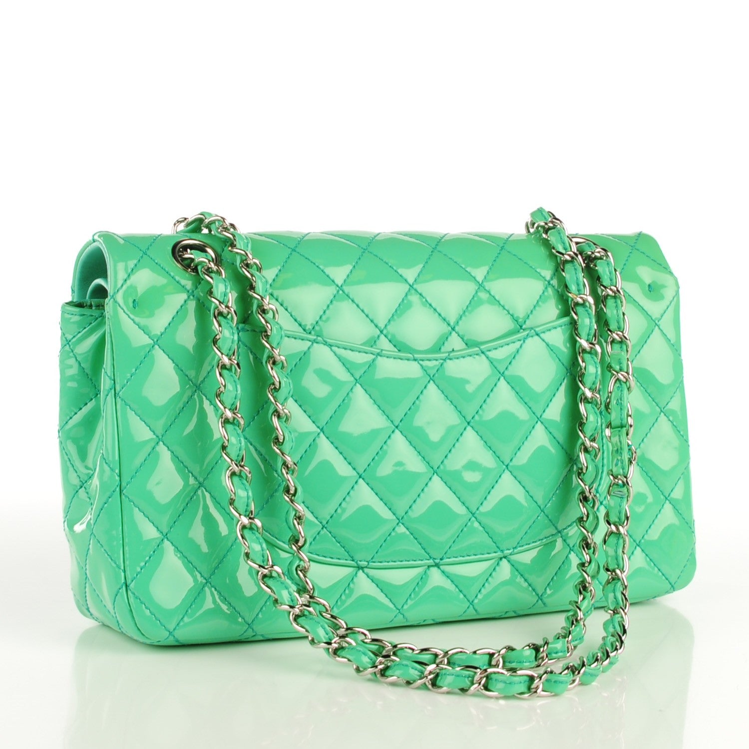 Chanel Patent Quilted Medium Double Flap Green 3 of 8
