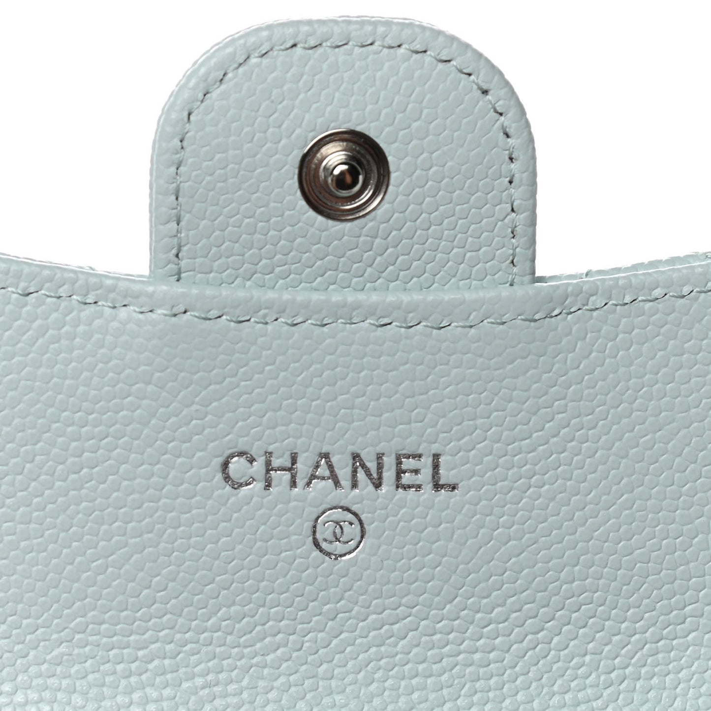 Caviar Quilted Flap Card Holder Wallet Light Blue