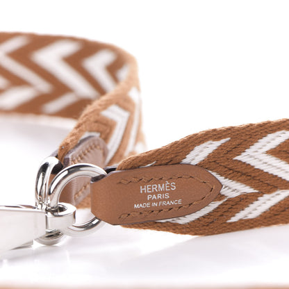 Hermes Toile Swift 25mm Sangle ZigZag Shoulder Strap Gold White 4 of 4