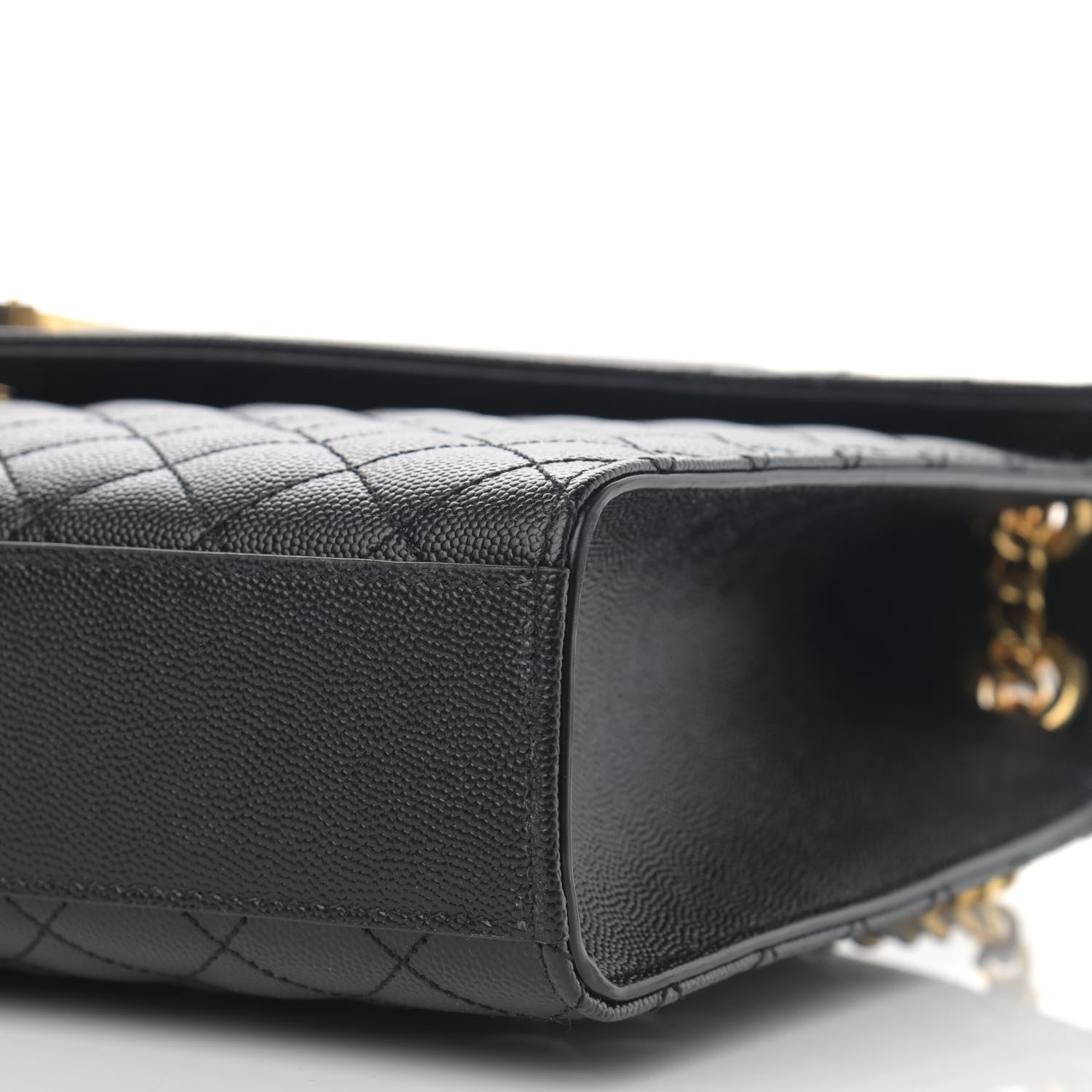 Saint Laurent Grain De Poudre Textured Mixed Matelasse Large Triquilt Monogram Satchel Black 11 of 11