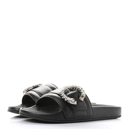 Jimmy Choo Crystal Nappa Fallon Slide Sandals 37 Black 3 of 8