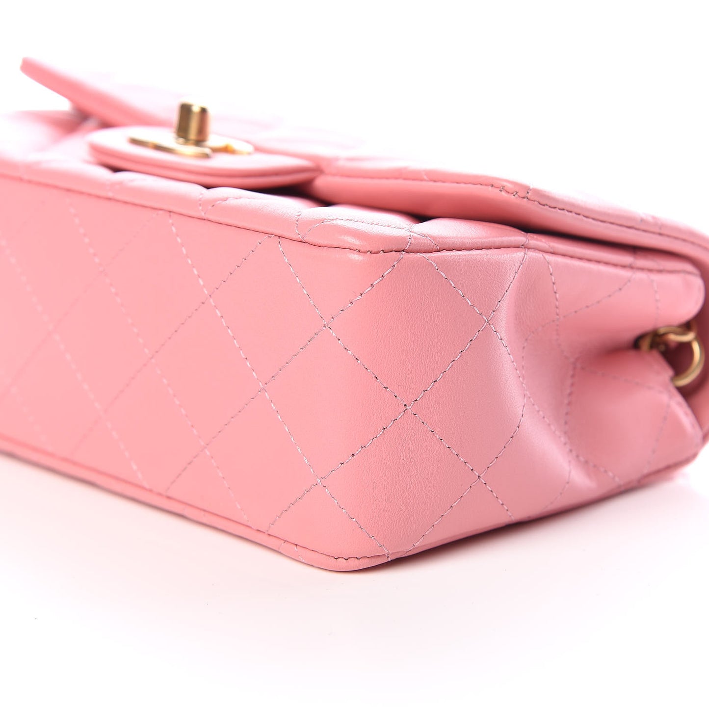 Lambskin Quilted Mini Rectangular Flap Pink
