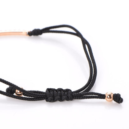 Tiffany 18K Rose Gold Pink Sapphire Metro Bar Cord Bracelet 4 of 6