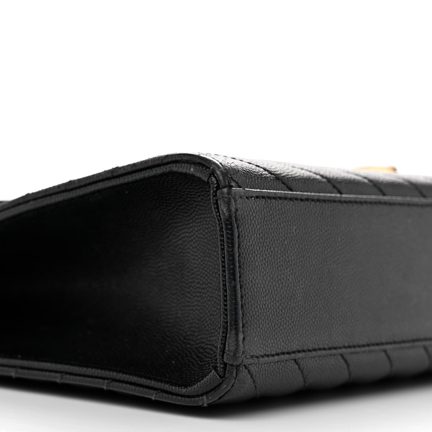 Saint Laurent Grain De Poudre Matelasse Chevron Large Monogram Satchel Black 9 of 15