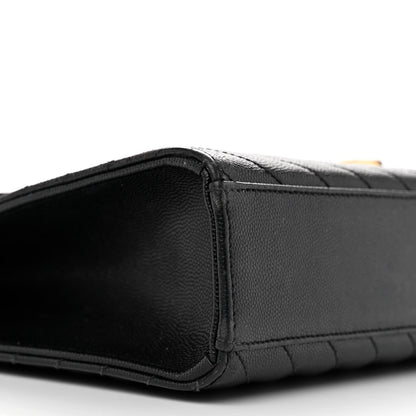 Saint Laurent Grain De Poudre Matelasse Chevron Large Monogram Satchel Black 9 of 15