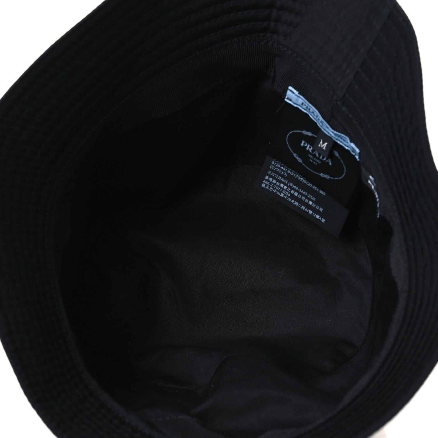 Prada Re-Nylon Metal Triangle Logo Womens Bucket Hat M Black 7 of 8