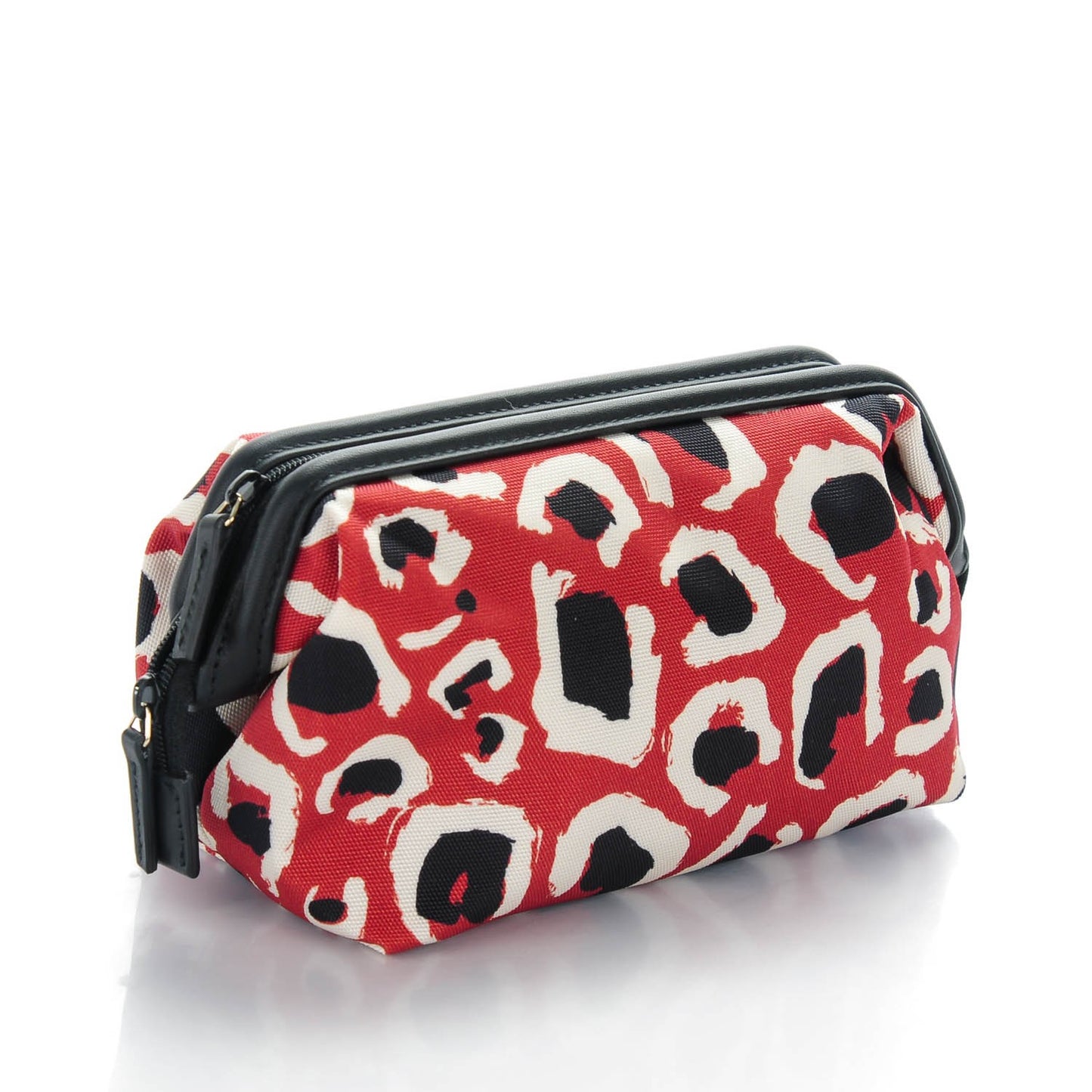 Canvas Leopard Print Cosmetic Pouch Red