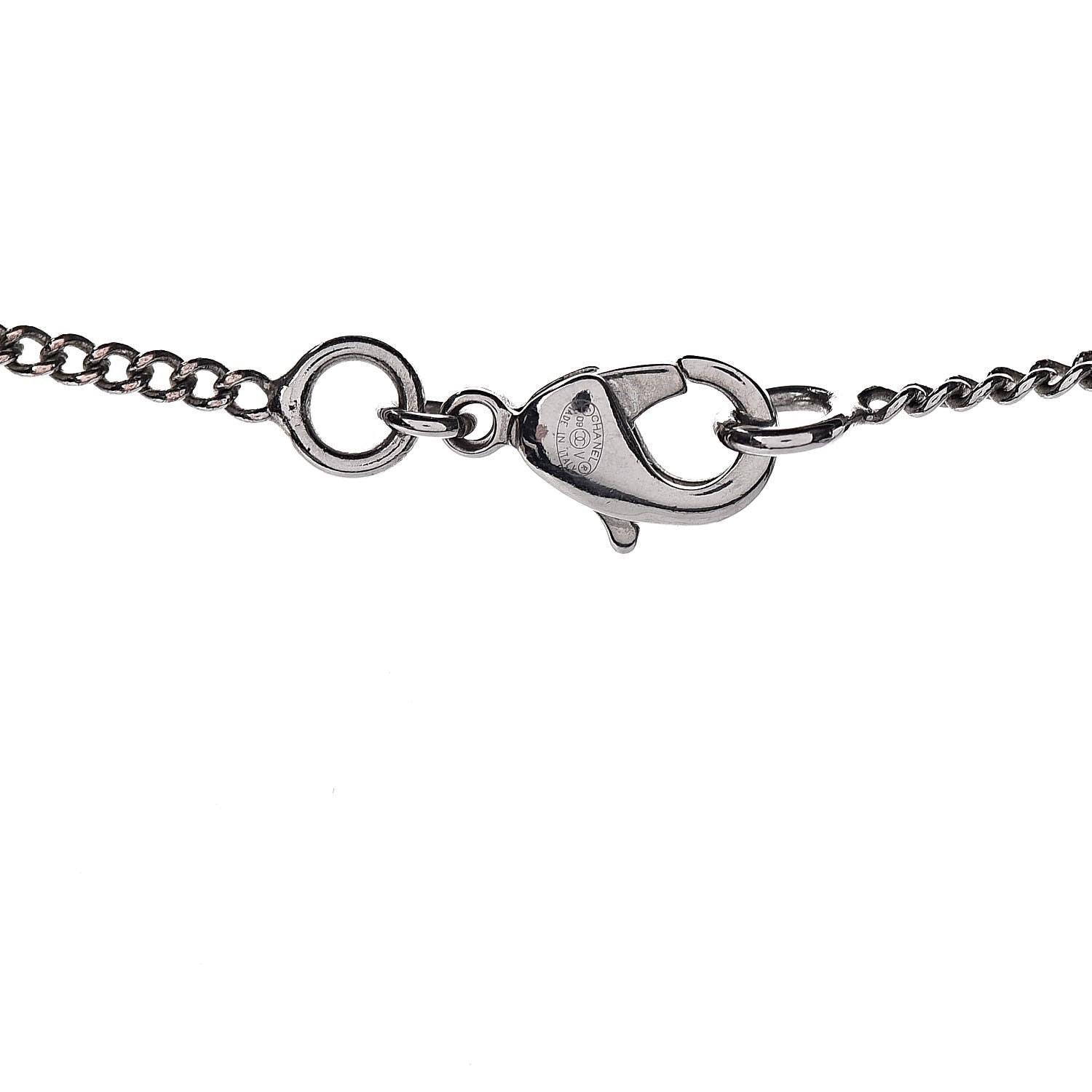 Chanel Crystal CC Necklace Silver 5 of 5