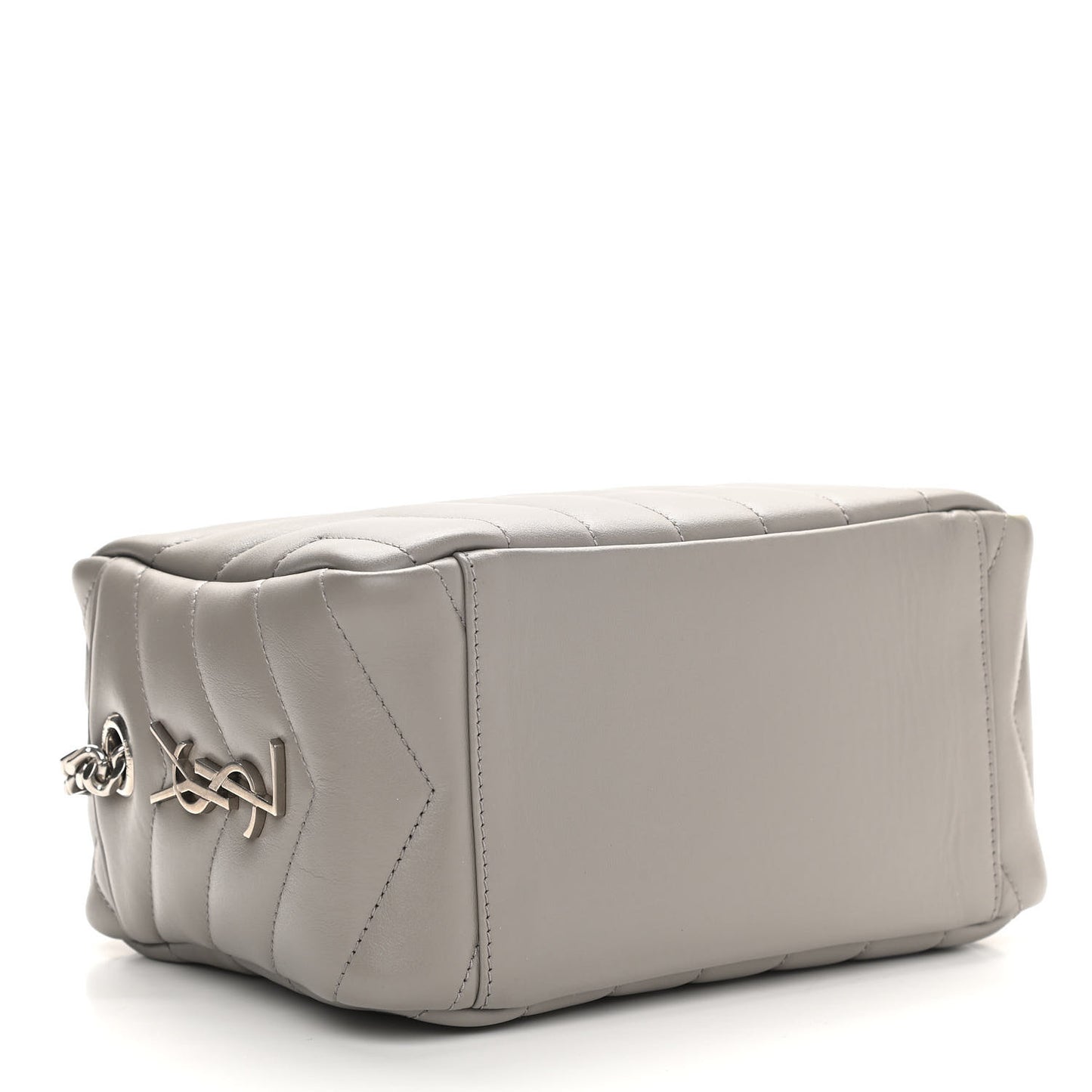 Calfskin Y Quilted Monogram Small Loulou Bowling Bag Light Gray