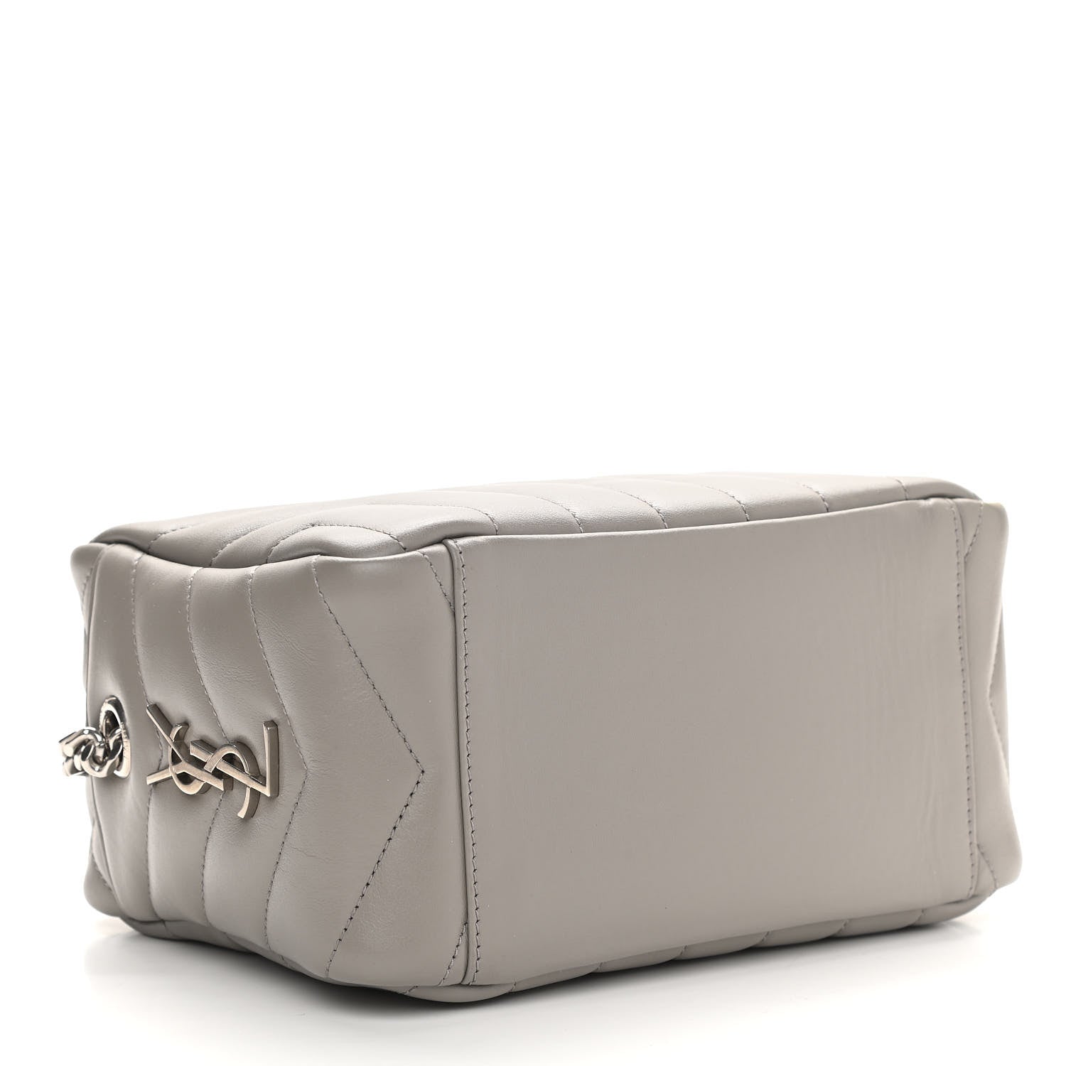 Saint Laurent Calfskin Y Quilted Monogram Small Loulou Bowling Bag Light Gray 3 of 14