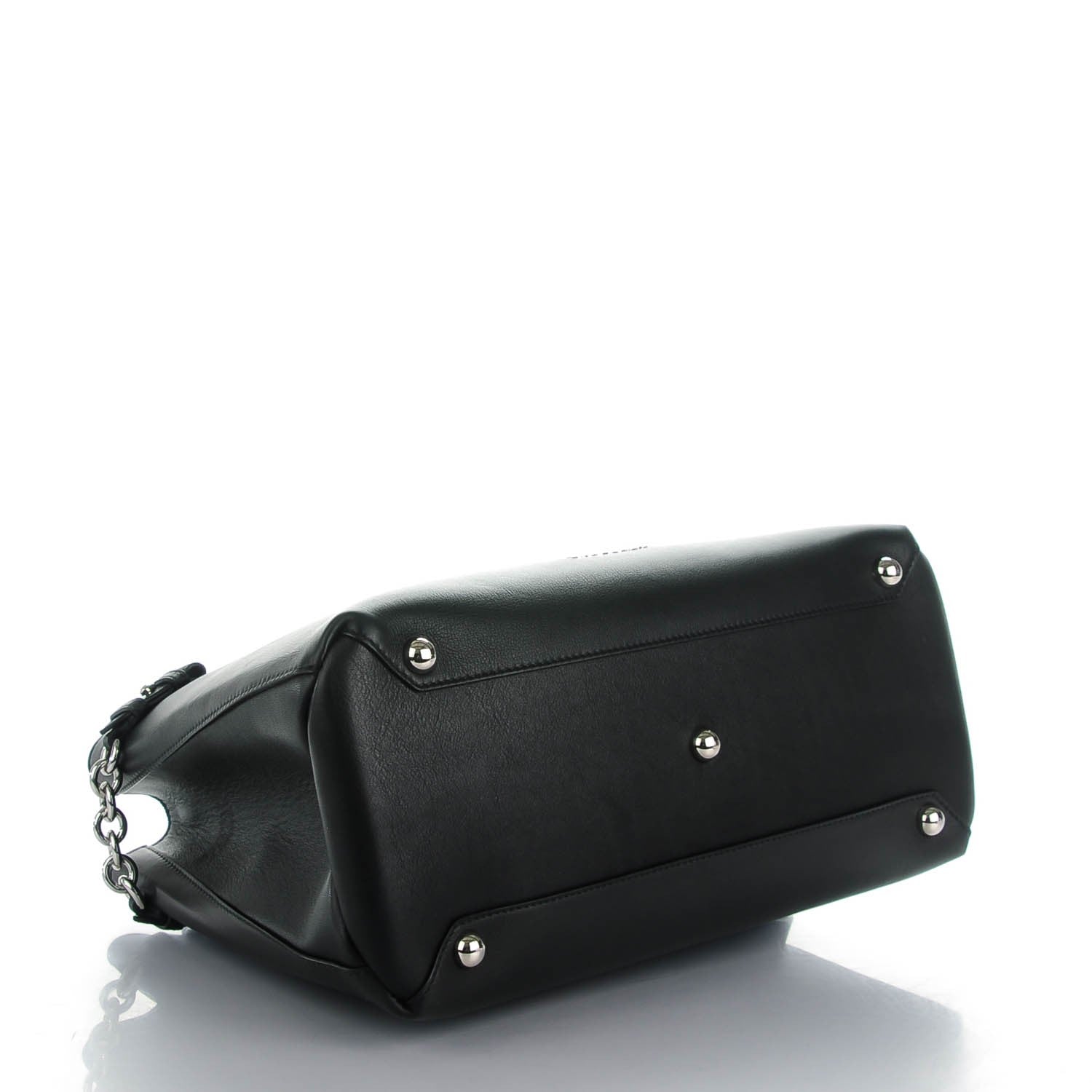 Burberry Smooth Calfskin Medium Chain Banner Tote Black 4 of 8