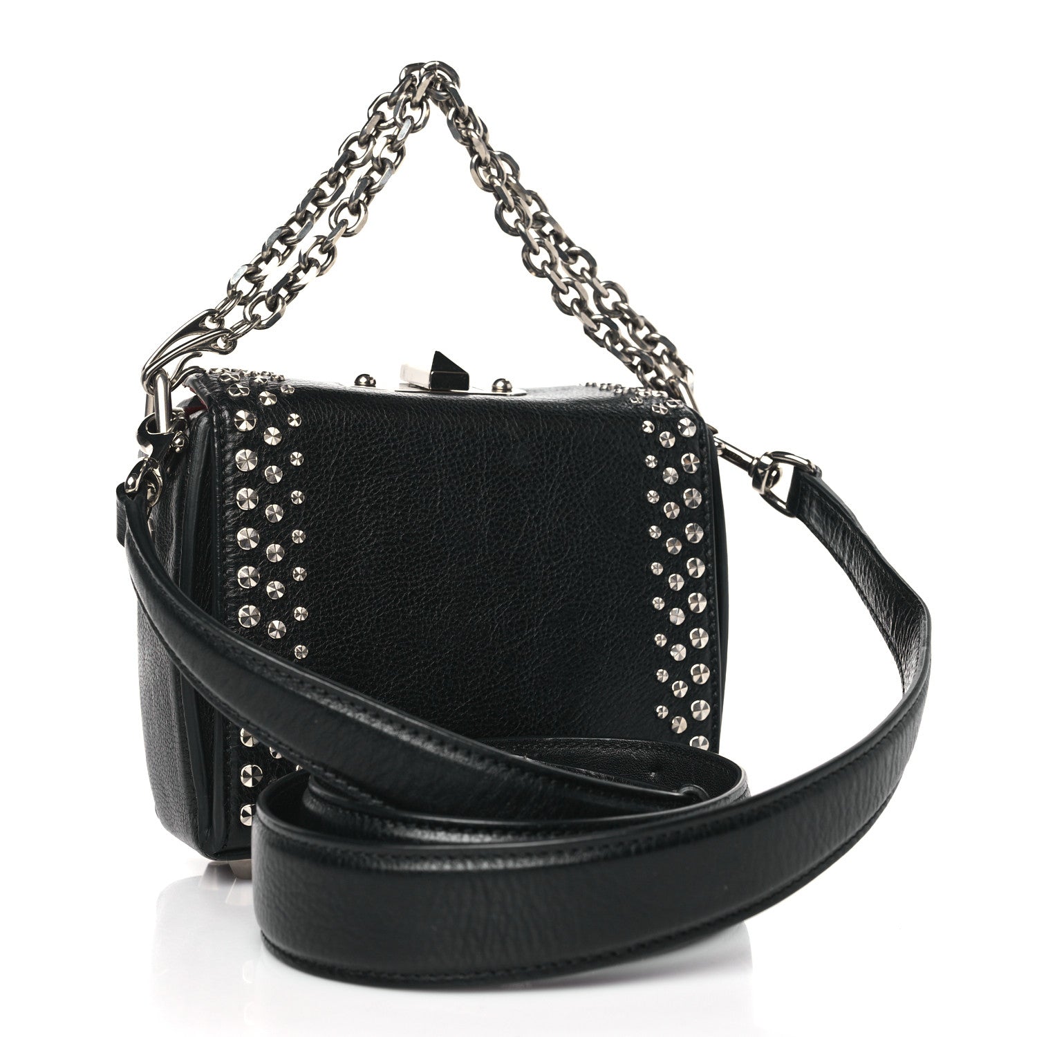 Alexander McQueen Grained Calfskin Studded Box Shoulder Bag 16 Black 3 of 8