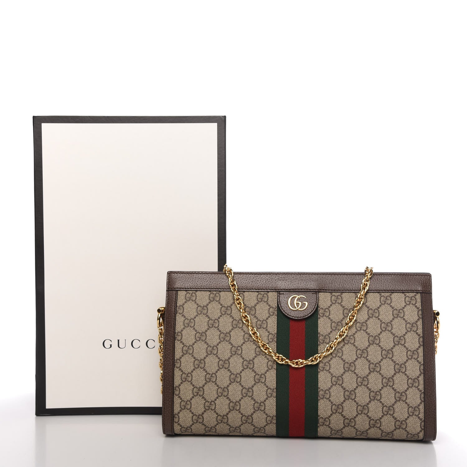 Gucci GG Supreme Monogram Web Medium Ophidia Chain Shoulder Bag Brown 12 of 12