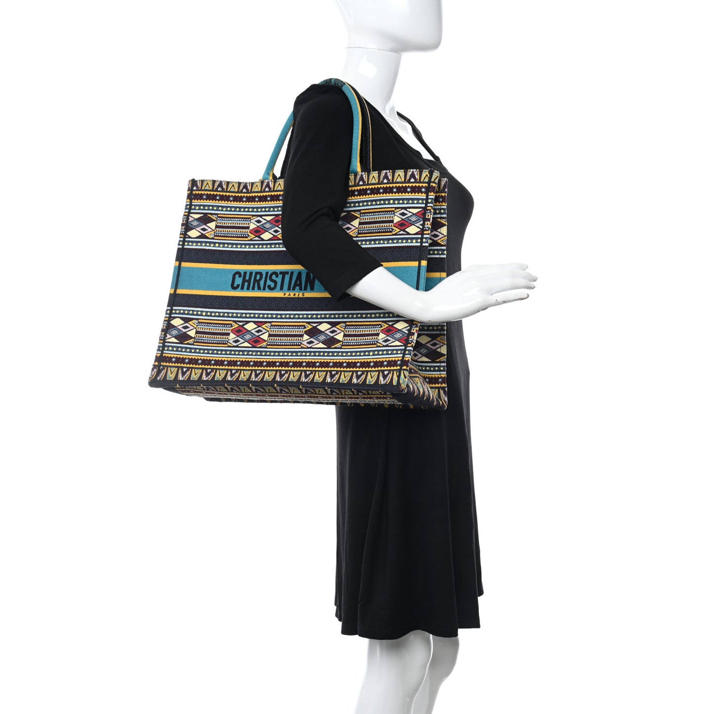 Canvas Embroidered Book Tote Blue Multicolor