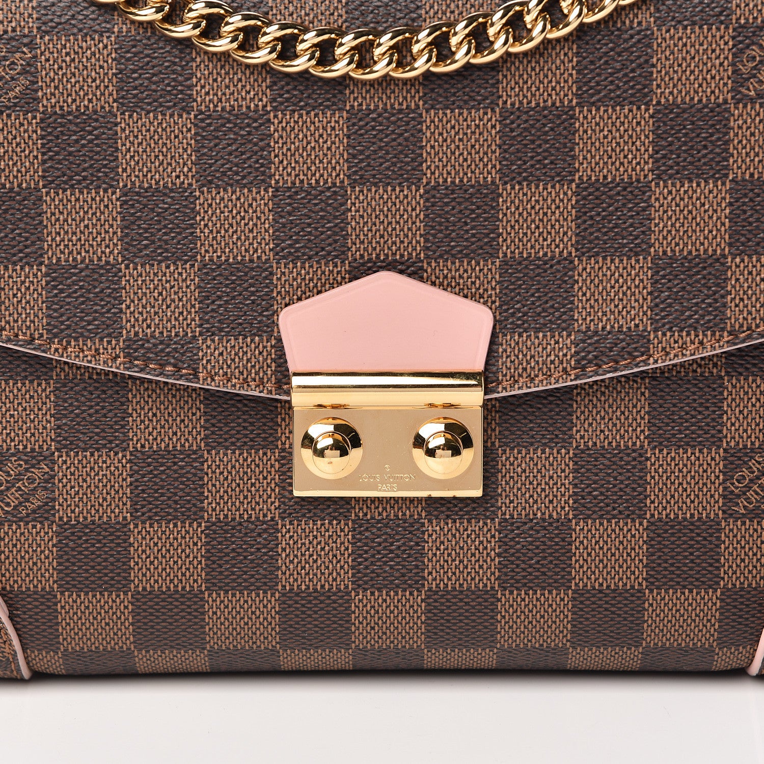 Louis Vuitton Damier Ebene Caissa Clutch Rose Ballerine 7 of 9