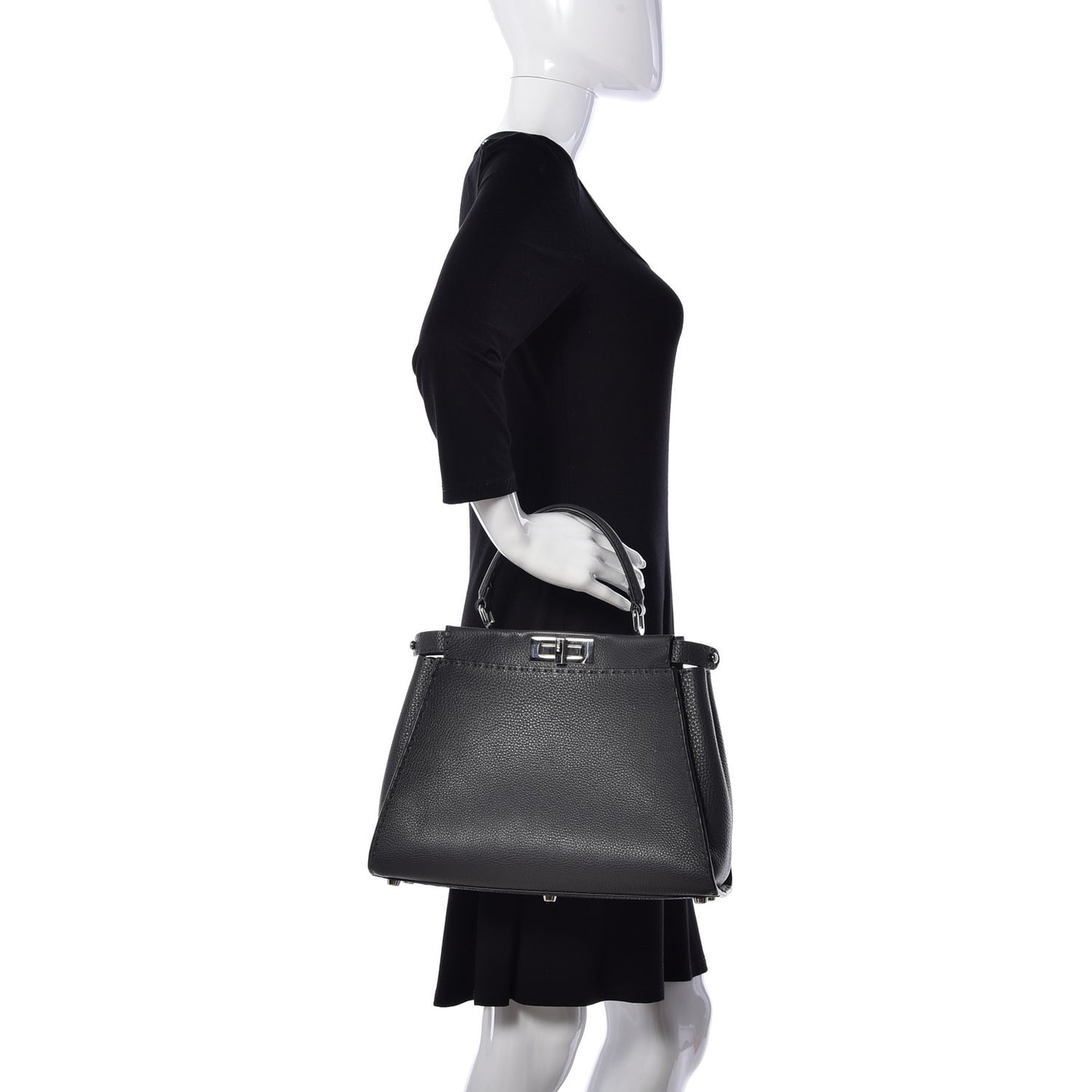 Cuoio Romano Selleria Bi-Color Medium Peekaboo Iconic Satchel Asfalto Latte
