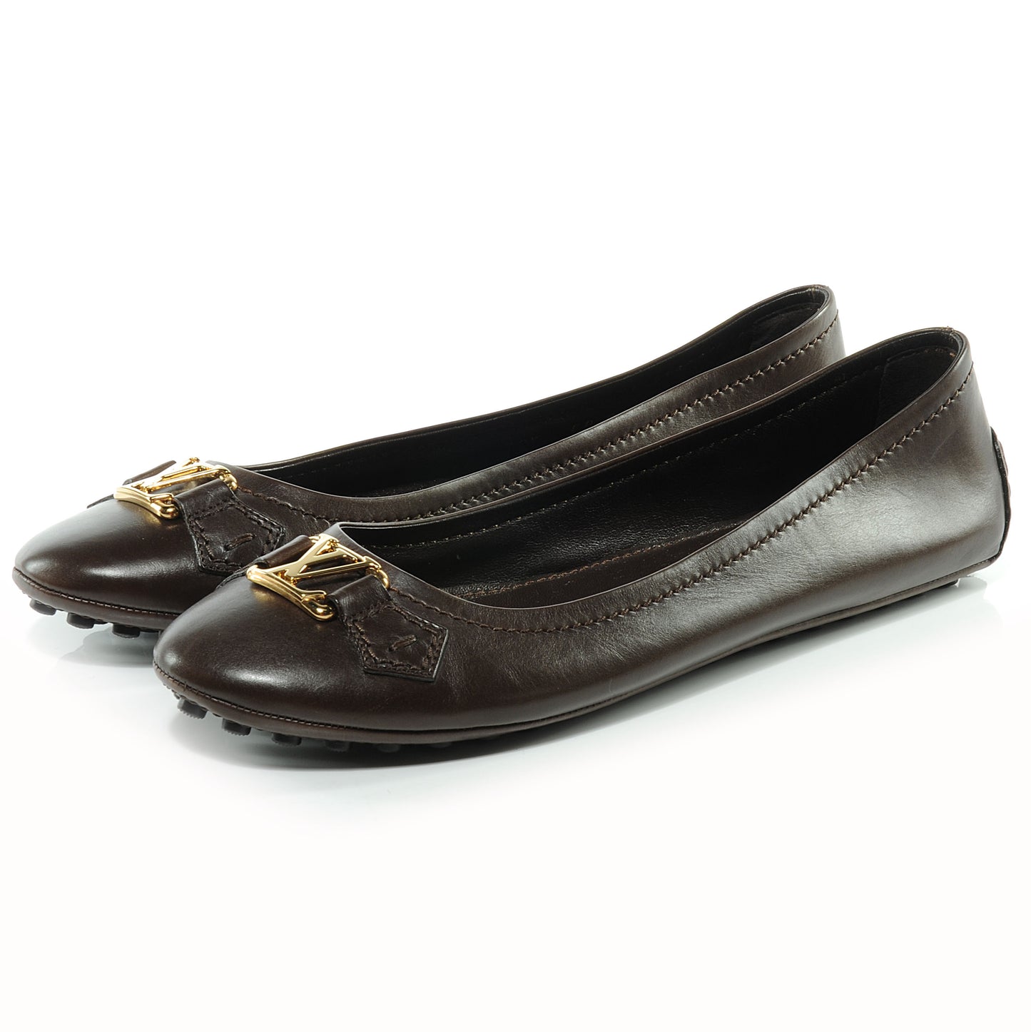 Leather Oxford Ballerina Flats Moka 39.5
