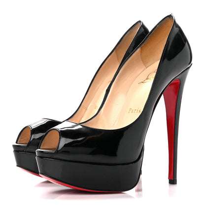 Christian Louboutin Patent Lady Peep 150 Pumps 37.5 Black 3 of 9