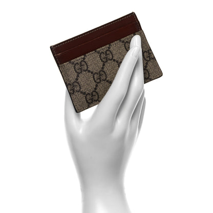 Gucci GG Supreme Monogram Calfskin Card Holder Beige Ebony Cuir 2 of 6