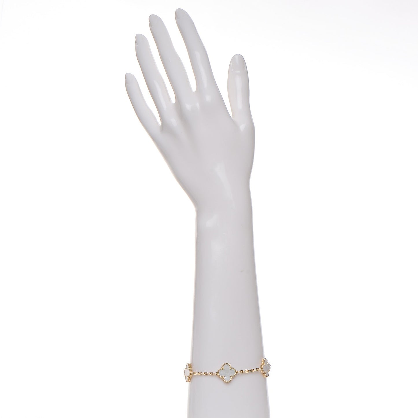 18K Yellow Gold Mother of Pearl 5 Motifs Vintage Alhambra Bracelet