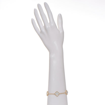 Van Cleef & Arpels 18K Yellow Gold Mother of Pearl 5 Motifs Vintage Alhambra Bracelet 2 of 7