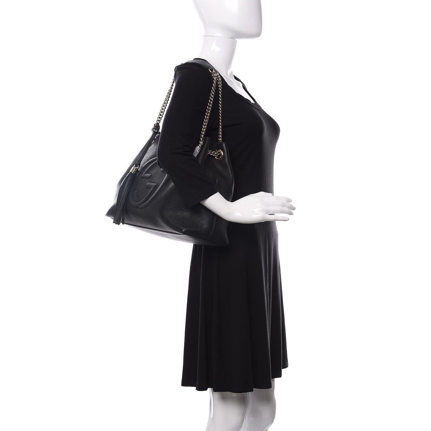 Gucci Pebbled Calfskin Medium Soho Chain Shoulder Bag Black 2 of 10