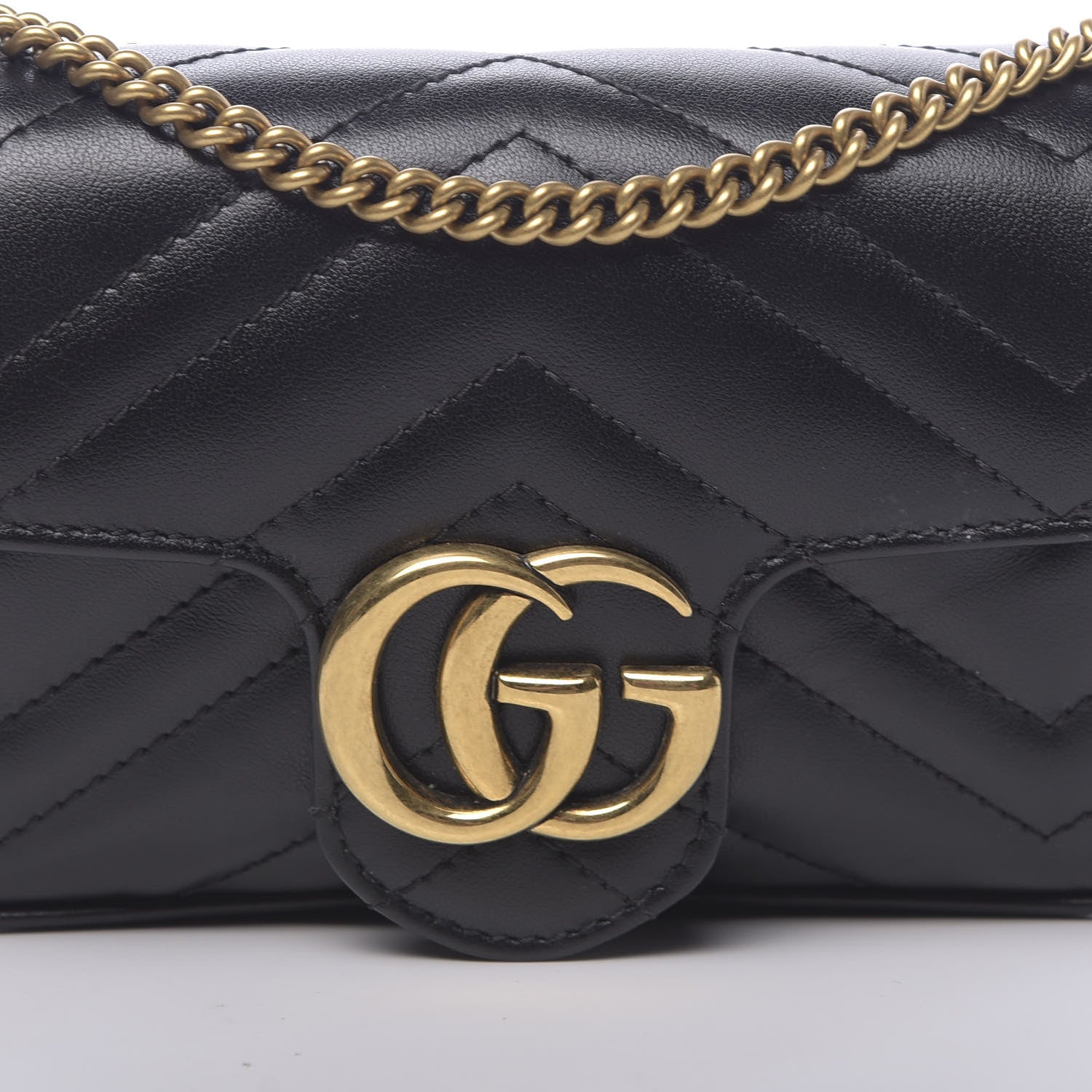 Gucci Calfskin Matelasse Super Mini GG Marmont Shoulder Bag Black 10 of 11