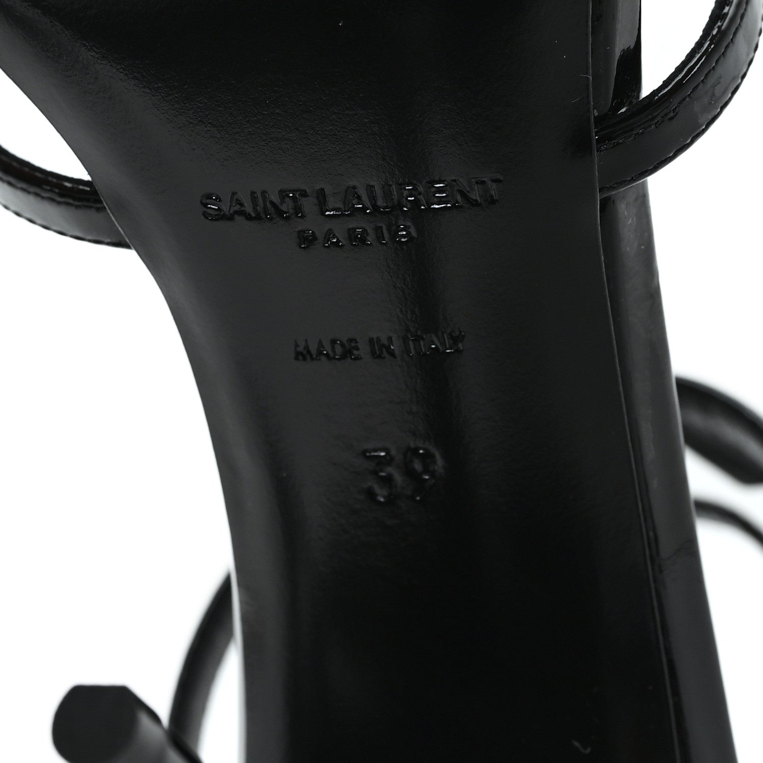 Saint Laurent Patent Cassandra 100 Ankle Strap Sandals 39 Black 7 of 10