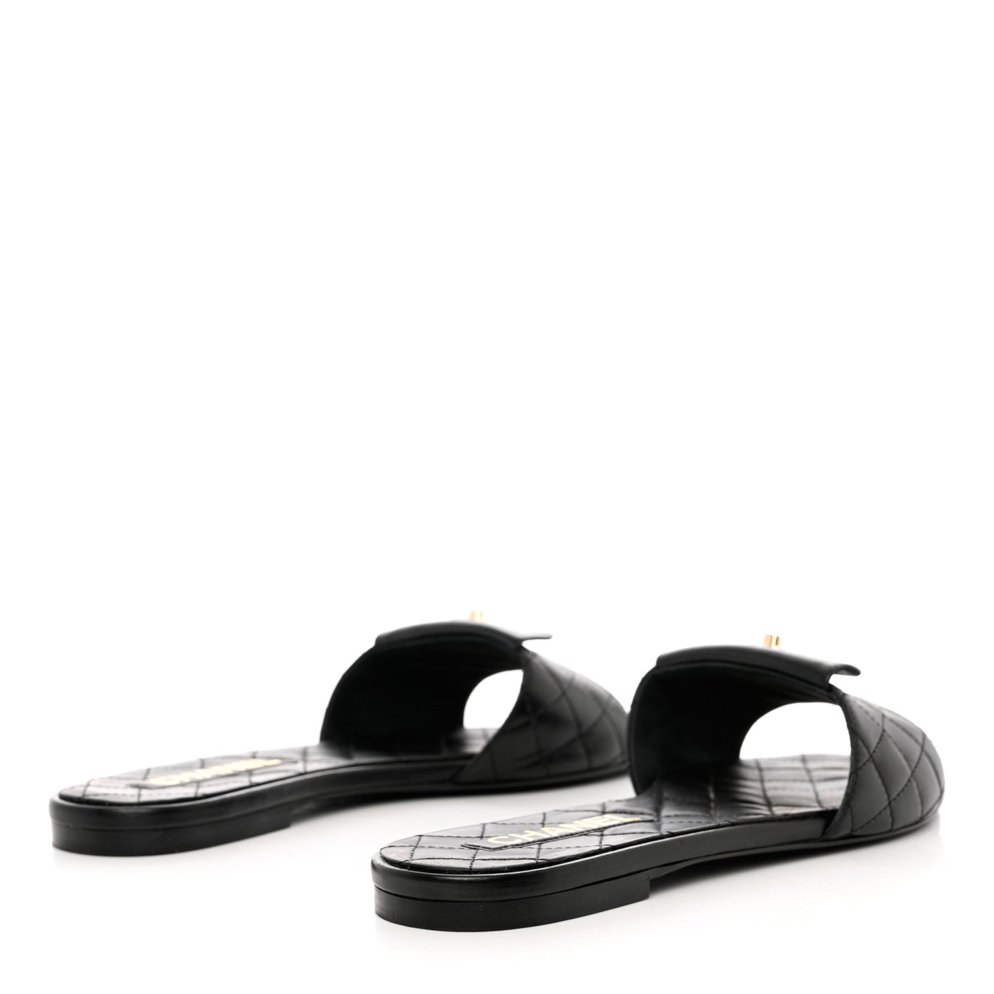 Lambskin Quilted CC Turnlock Sandals 41 Black