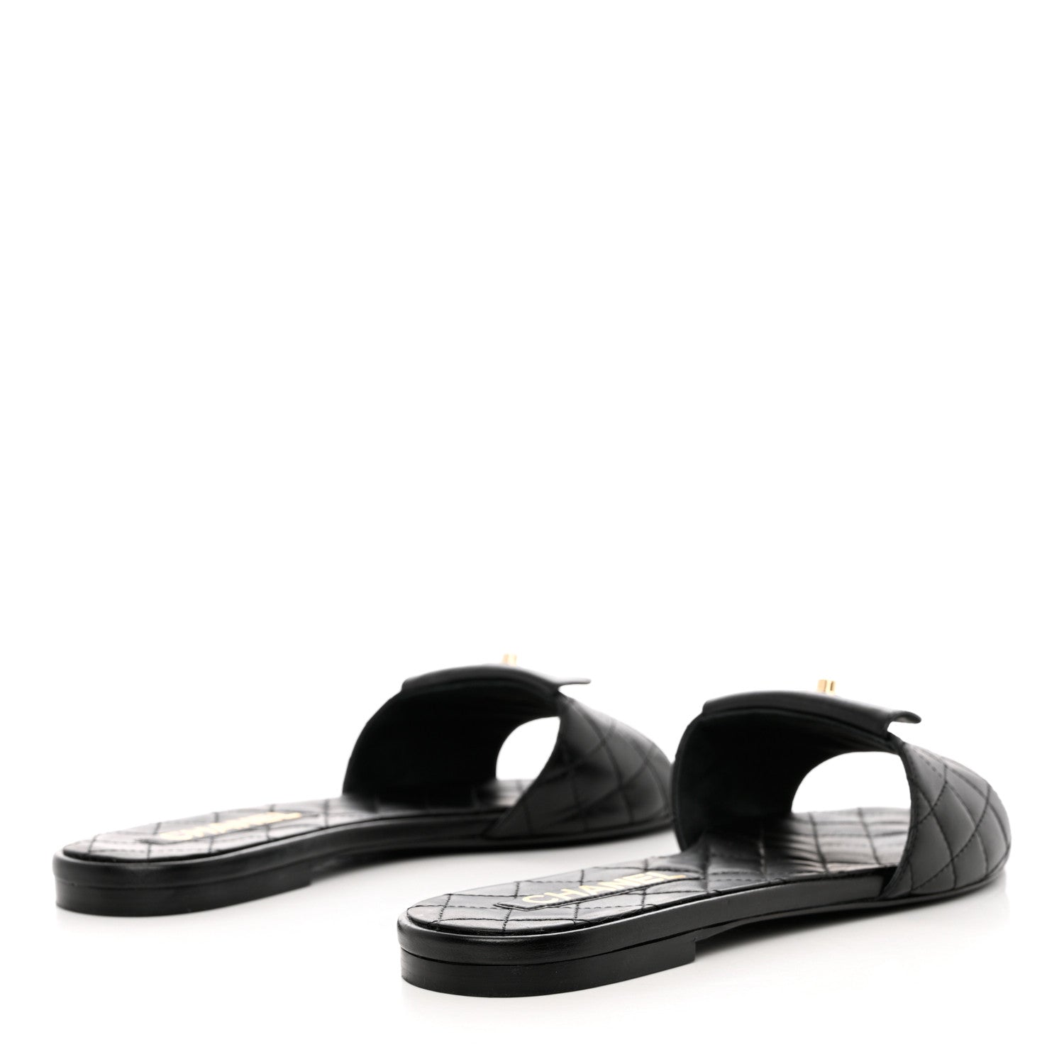 Chanel Lambskin Quilted CC Turnlock Sandals 41 Black 4 of 11