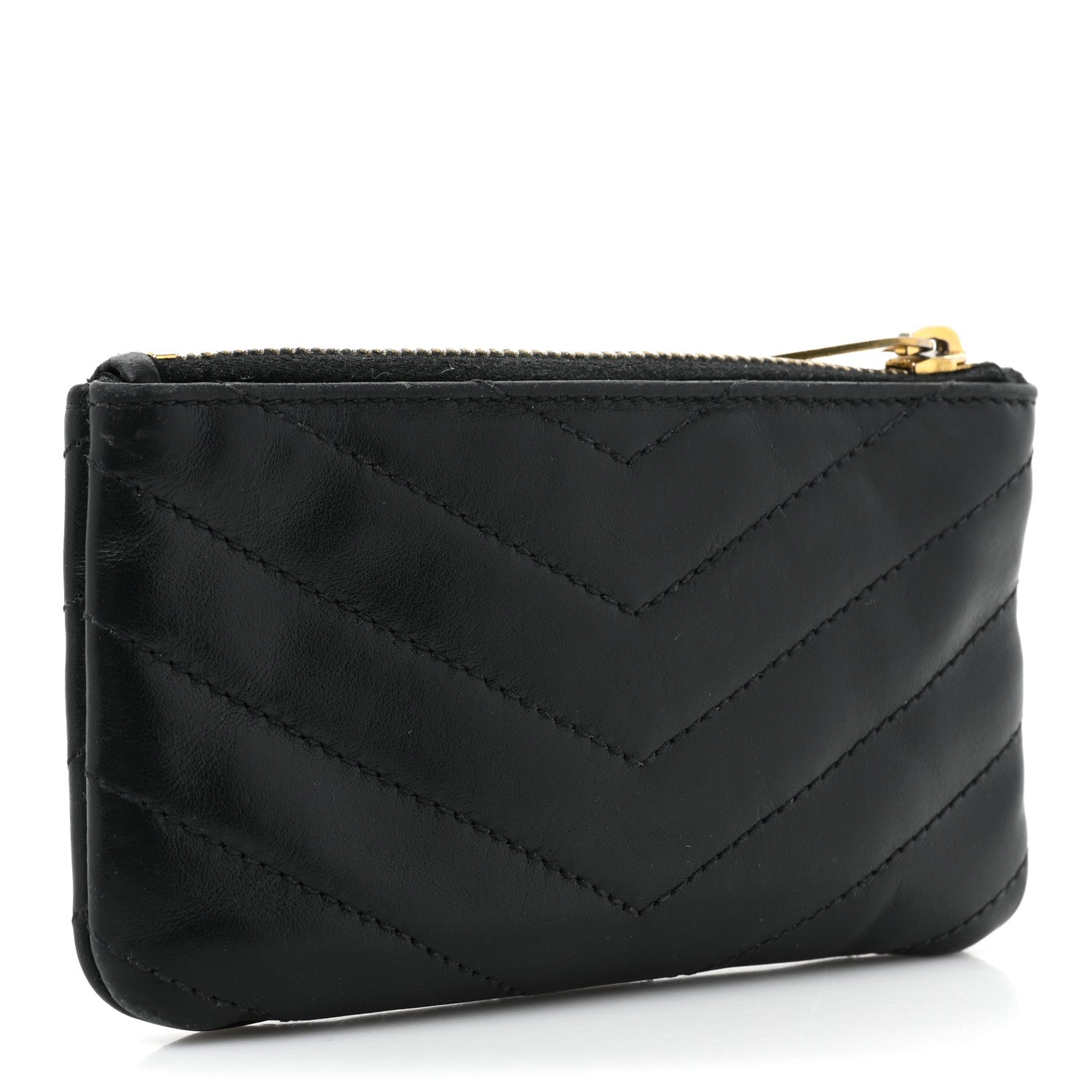 Saint Laurent Calfskin Matelasse Monogram Key Pouch Black 3 of 13