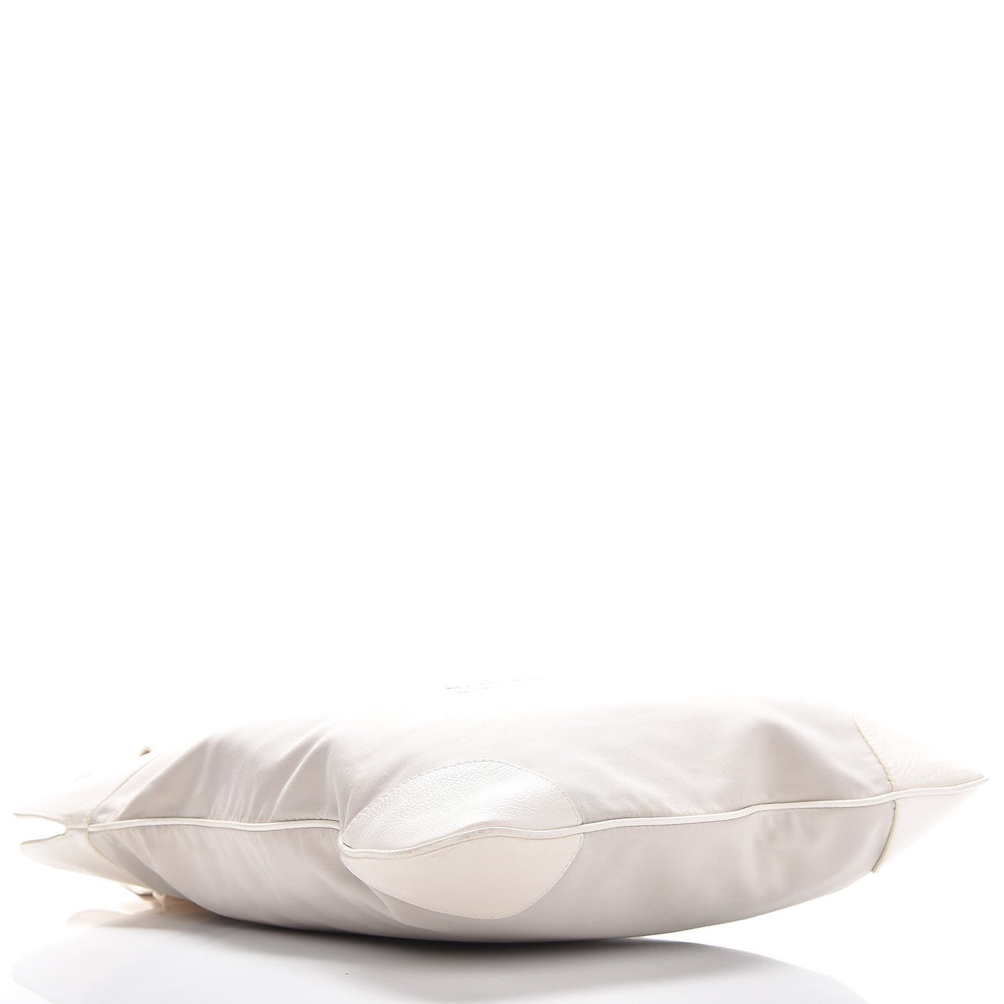 Canvas Calfskin Crest Embroidered Flat Tote White