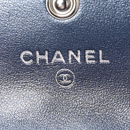 Chanel Goatskin Camellia Embossed Flap Card Holder Wallet Dark Blue 6 of 9