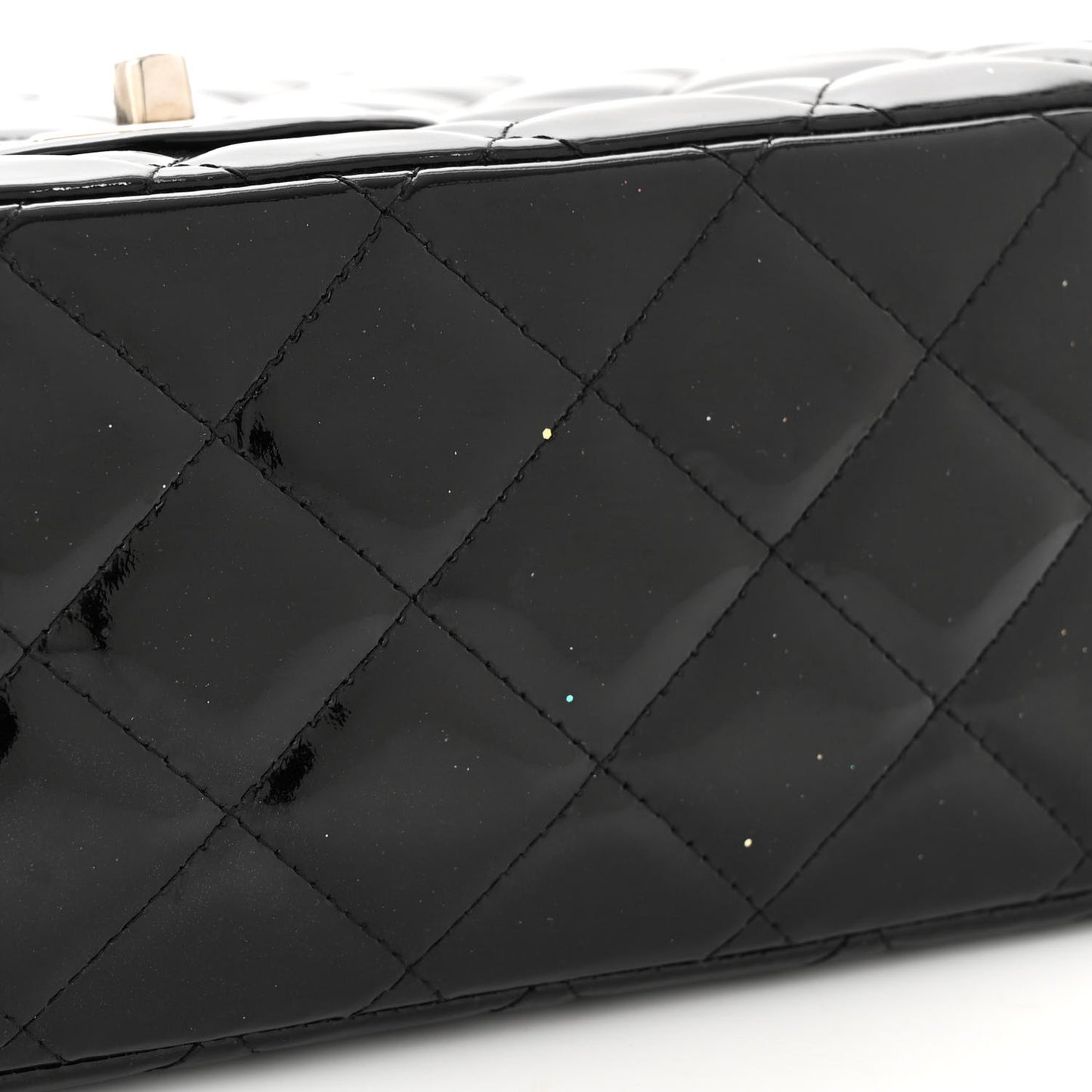 Patent Quilted Maxi Double Flap Black