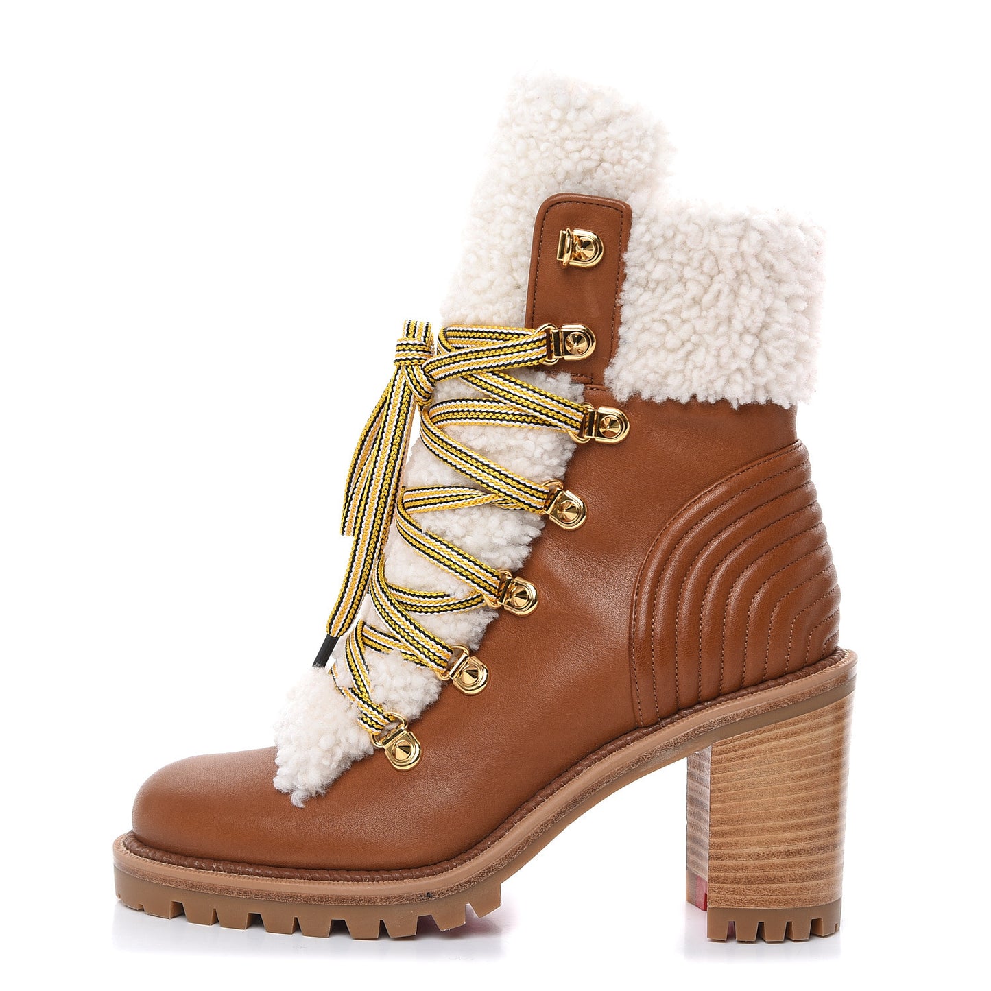 Calfskin Shearling Yetita 70 Hiker Booties 35.5 Cuoio Naturel