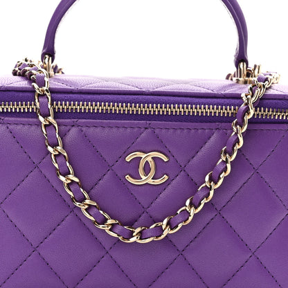 Chanel Lambskin Quilted Small Top Handle Vanity Case With Chain Purple 8 of 11