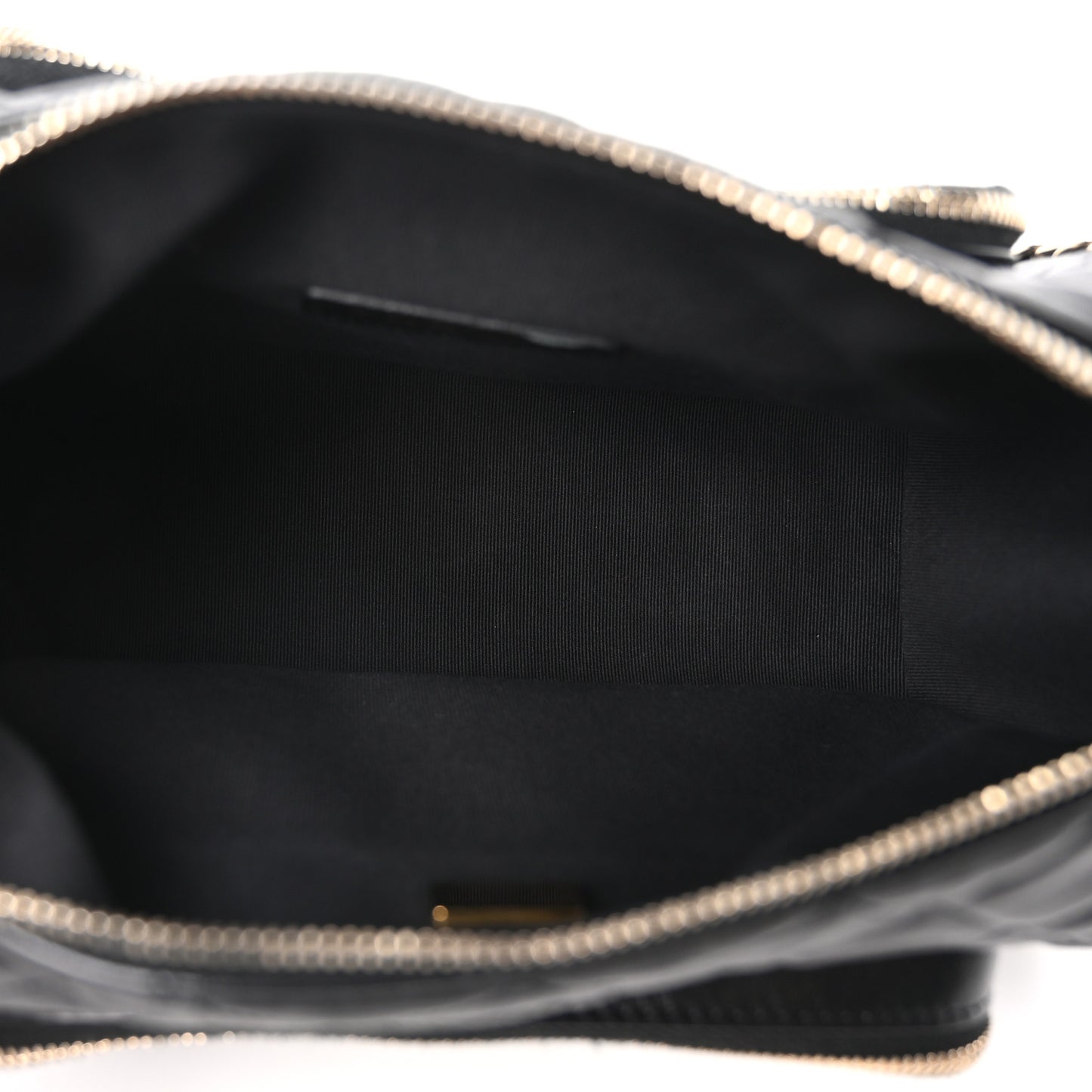 Shiny Crumpled Lambskin Quilted Medium Preppy Pocket Camera Case Black